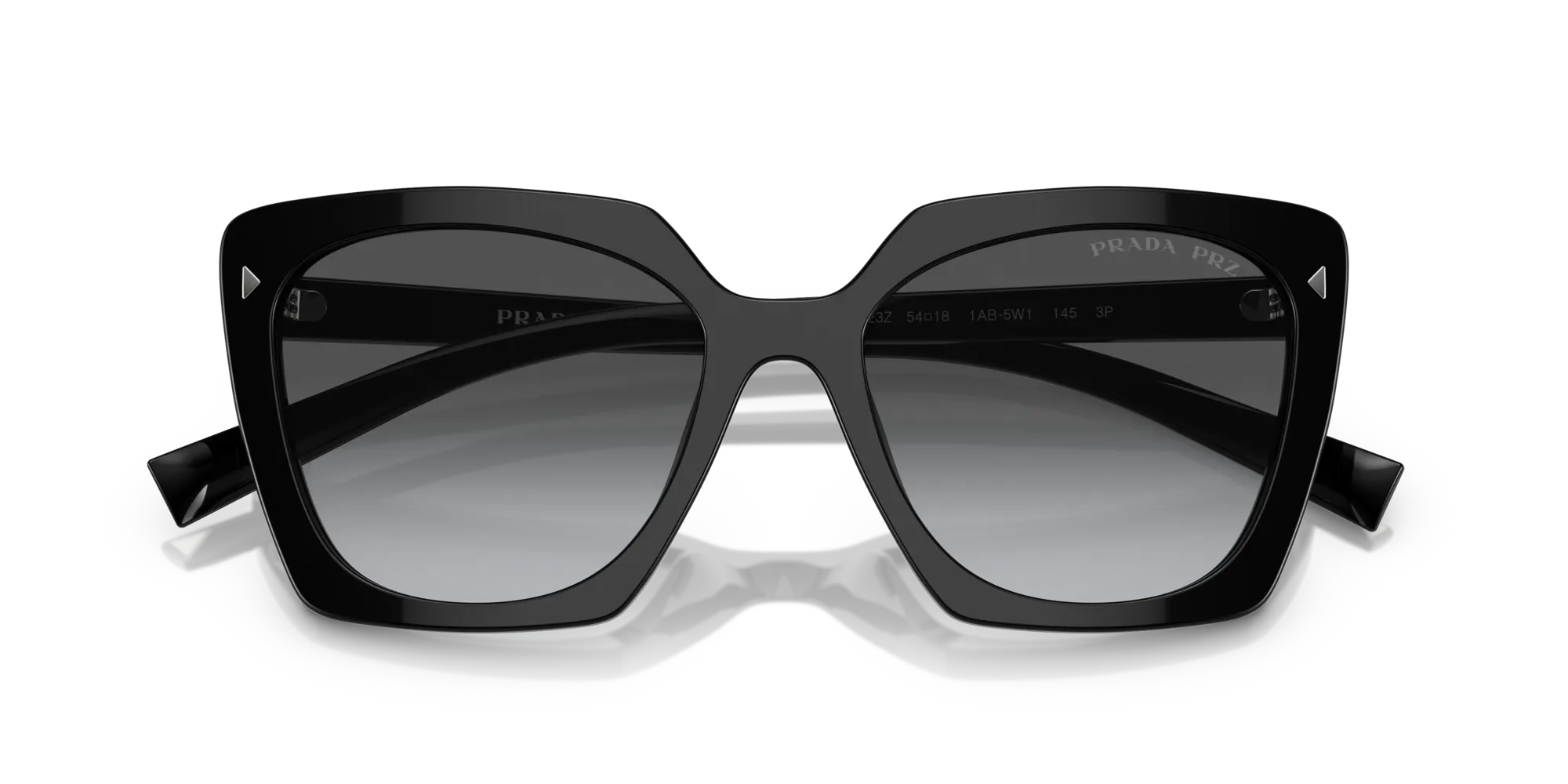 Prada PR 23ZS 1AB5W1 Occhiali da sole Acetato Nero Grigio Squadrata Polarizzata Sfumato - immagine 2