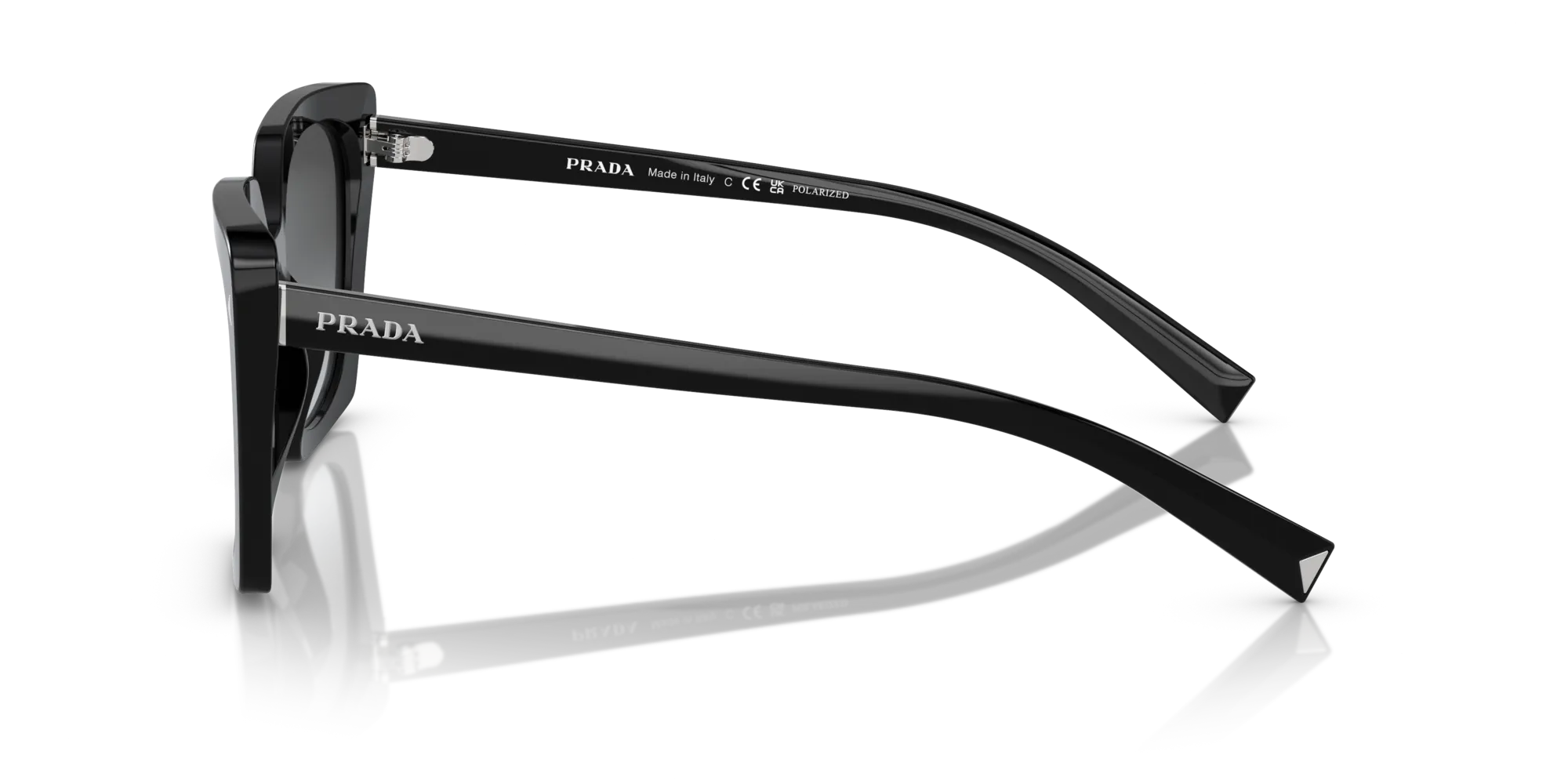 Prada PR 23ZS 1AB5W1 Occhiali da sole Acetato Nero Grigio Squadrata Polarizzata Sfumato - immagine 4