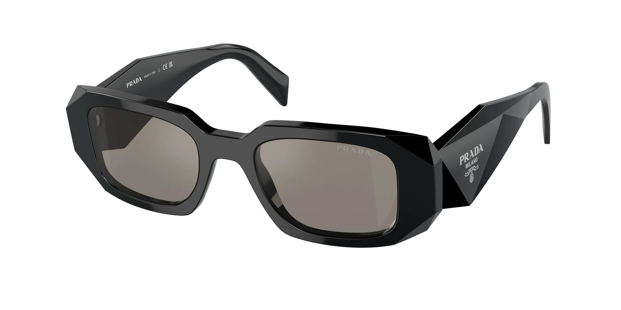 Prada PR 17WS 1AB07Z Occhiali da sole Acetato Nero Grigio Squadrata Normale Multistrato - immagine 1
