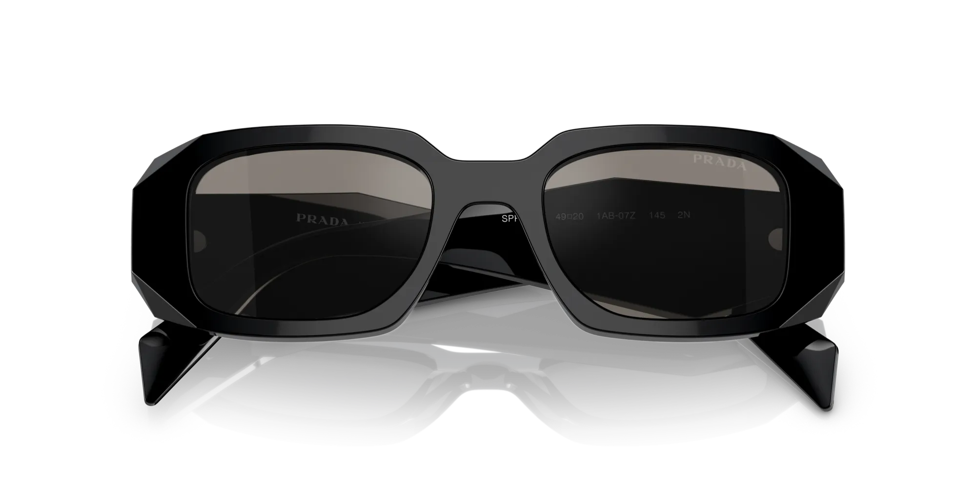 Prada PR 17WS 1AB07Z Occhiali da sole Acetato Nero Grigio Squadrata Normale Multistrato - immagine 2