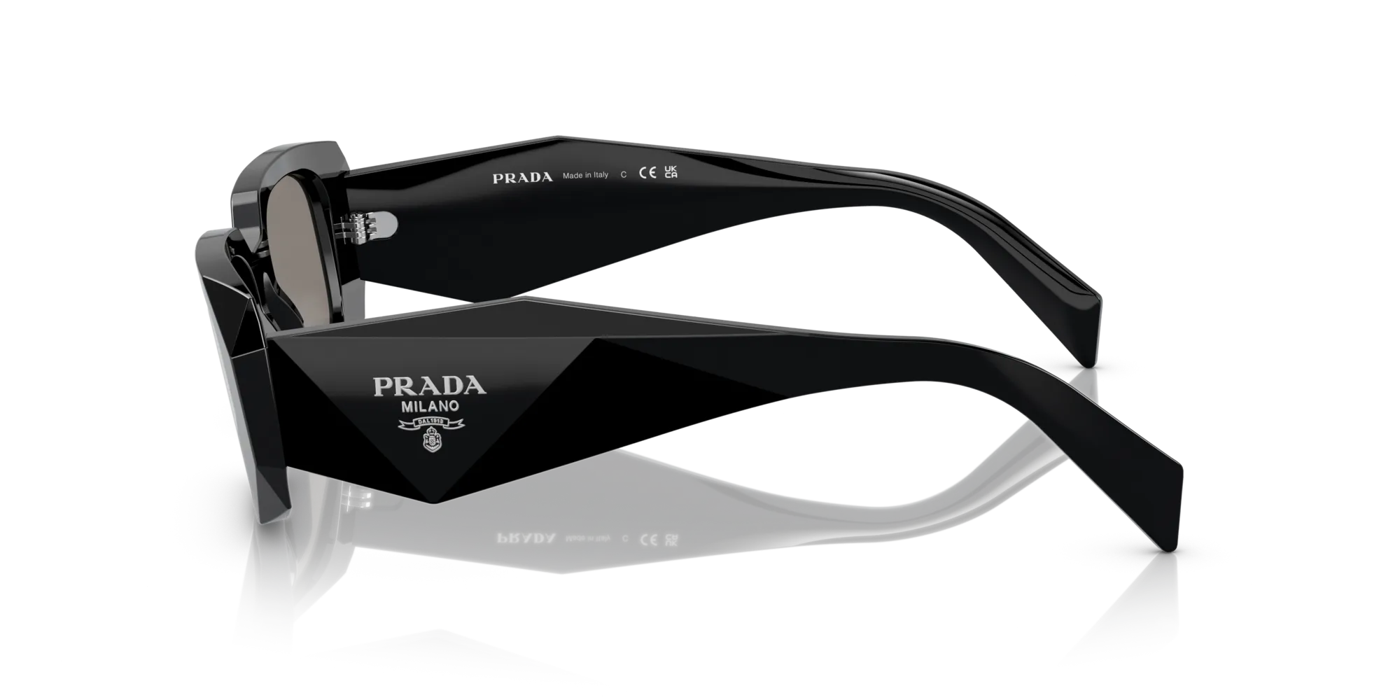 Prada PR 17WS 1AB07Z Occhiali da sole Acetato Nero Grigio Squadrata Normale Multistrato - immagine 4
