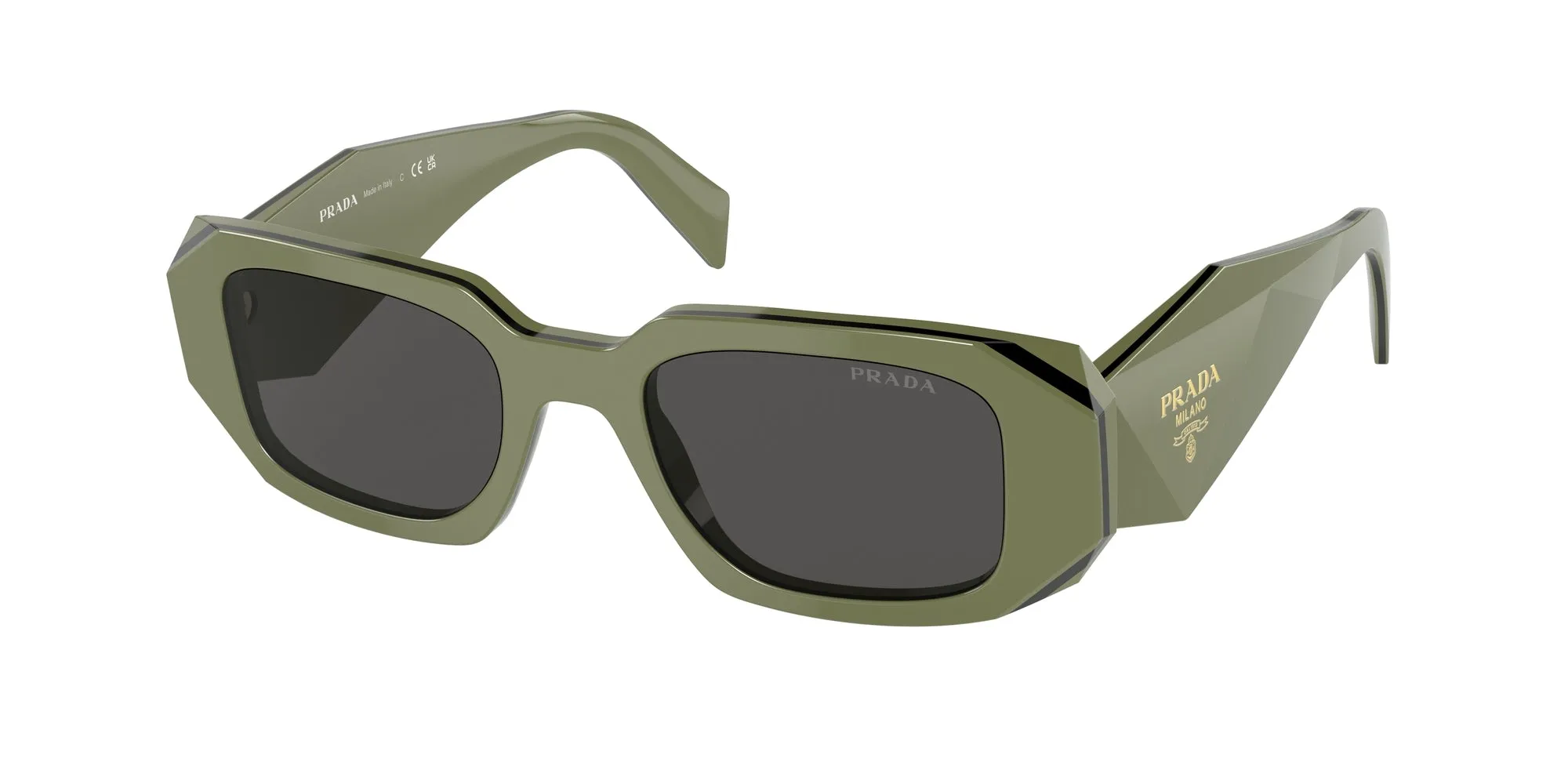 Prada PR 17WS 13N5S0 Occhiali da sole Acetato Verde Grigio Squadrata Normale - immagine 1