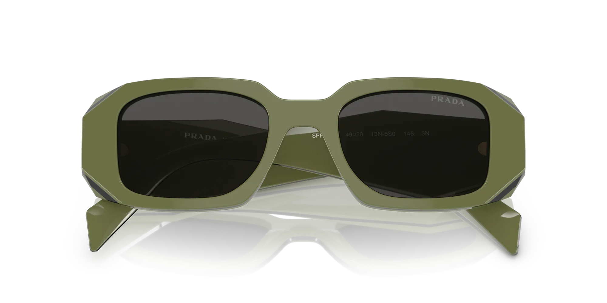Prada PR 17WS 13N5S0 Occhiali da sole Acetato Verde Grigio Squadrata Normale - immagine 2
