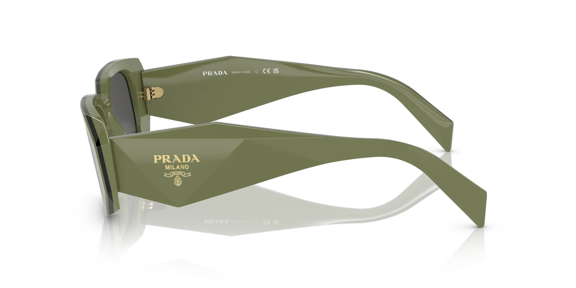 Prada PR 17WS 13N5S0 Occhiali da sole Acetato Verde Grigio Squadrata Normale - immagine 4