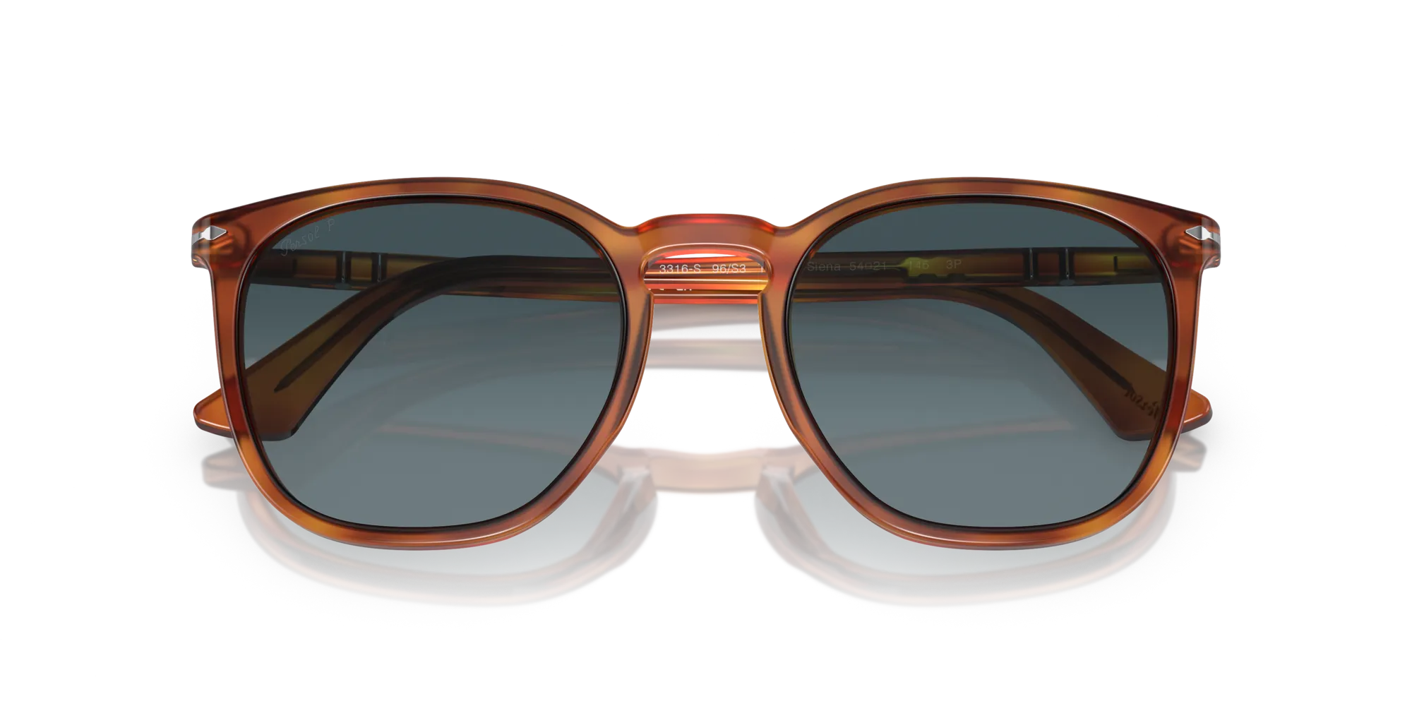 Persol PO3316S 96/S3 Occhiali da sole Acetato Marrone Blu Rotonda Polarizzata Sfumato - immagine 2