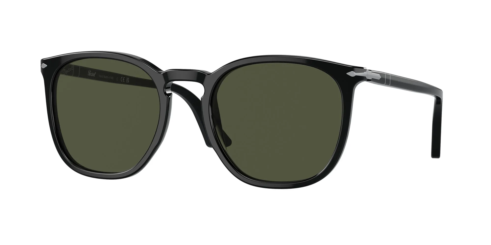 Persol PO3316S 95/31 Occhiali da sole Acetato Nero Verde Rotonda Normale - immagine 1