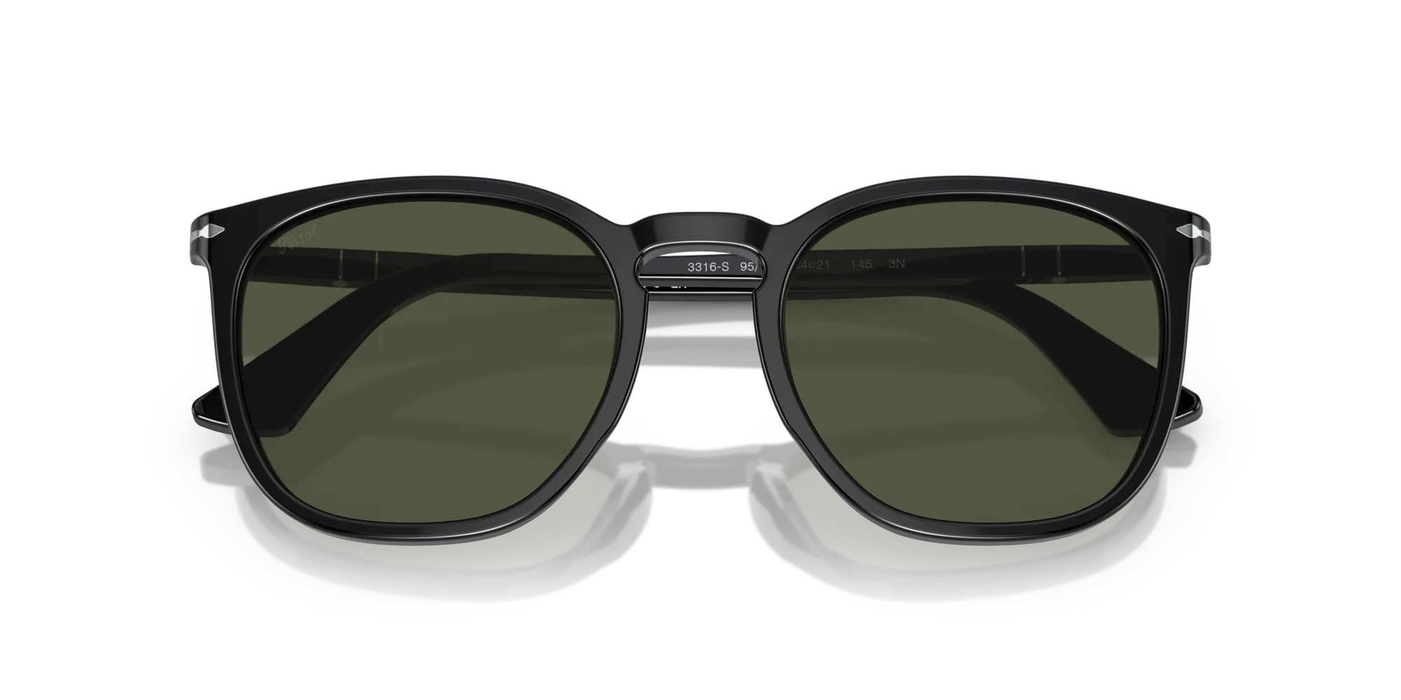 Persol PO3316S 95/31 Occhiali da sole Acetato Nero Verde Rotonda Normale - immagine 2