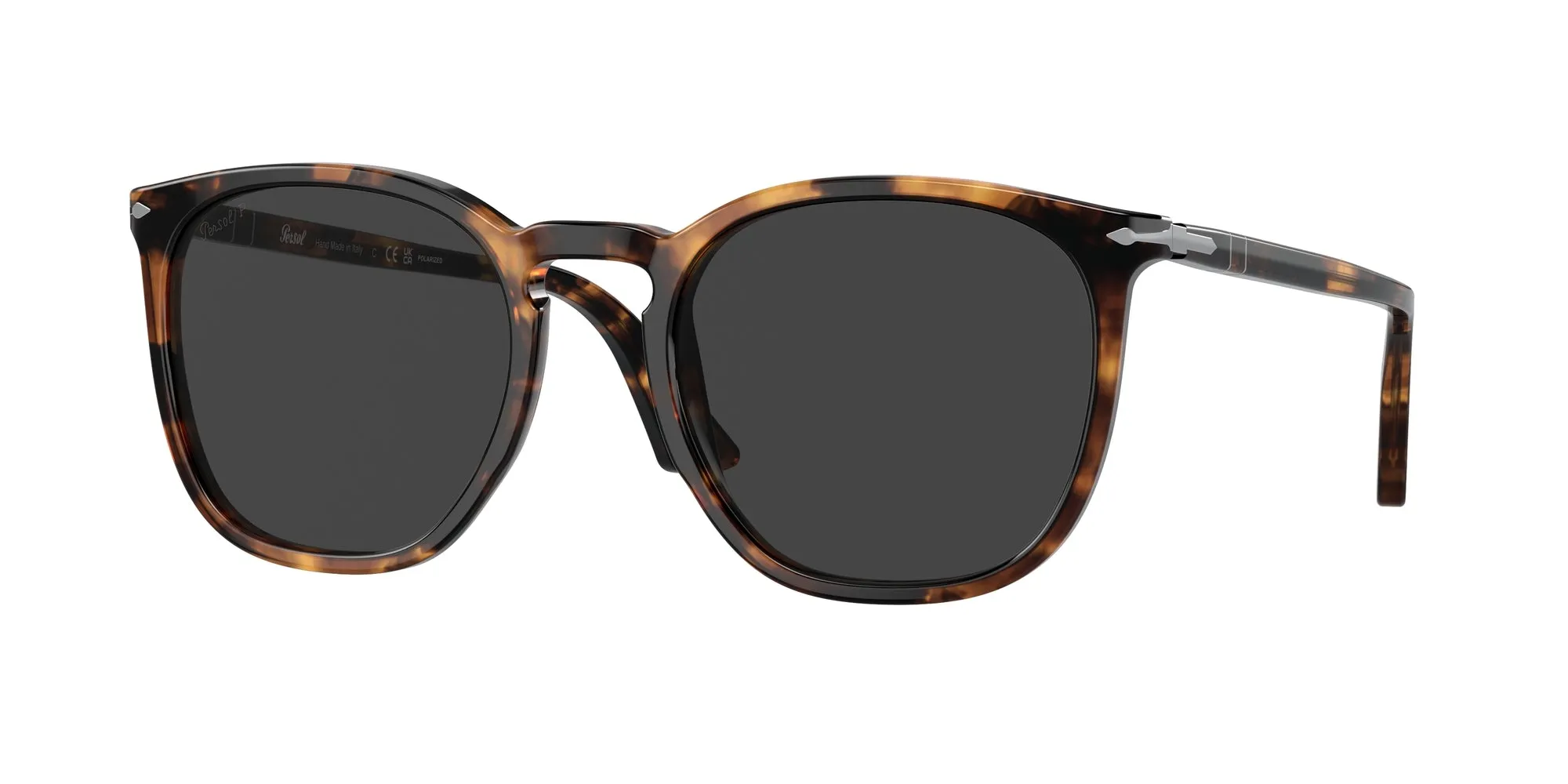 Persol PO3316S 110248 Occhiali da sole Acetato Tartaruga Grigio Rotonda Polarizzata - immagine 1