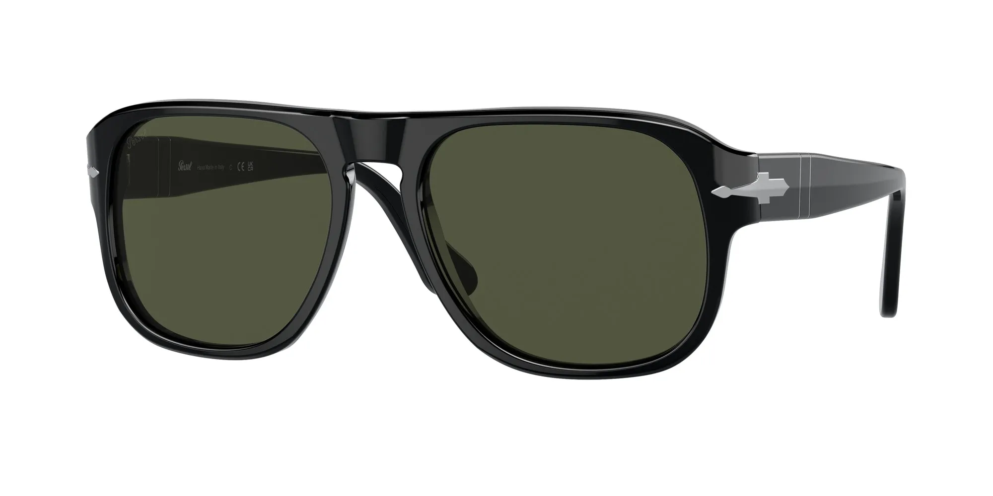 Persol PO3310S JEAN 95/31 Occhiali da sole Acetato Nero Verde Squadrata Normale - immagine 1