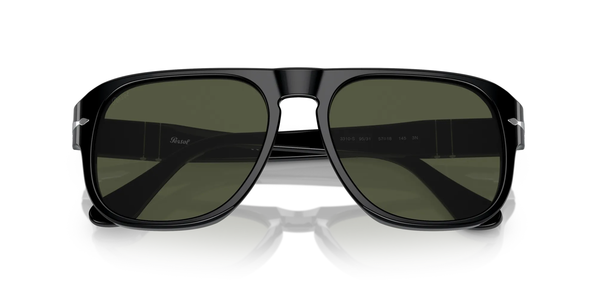Persol PO3310S JEAN 95/31 Occhiali da sole Acetato Nero Verde Squadrata Normale - immagine 2