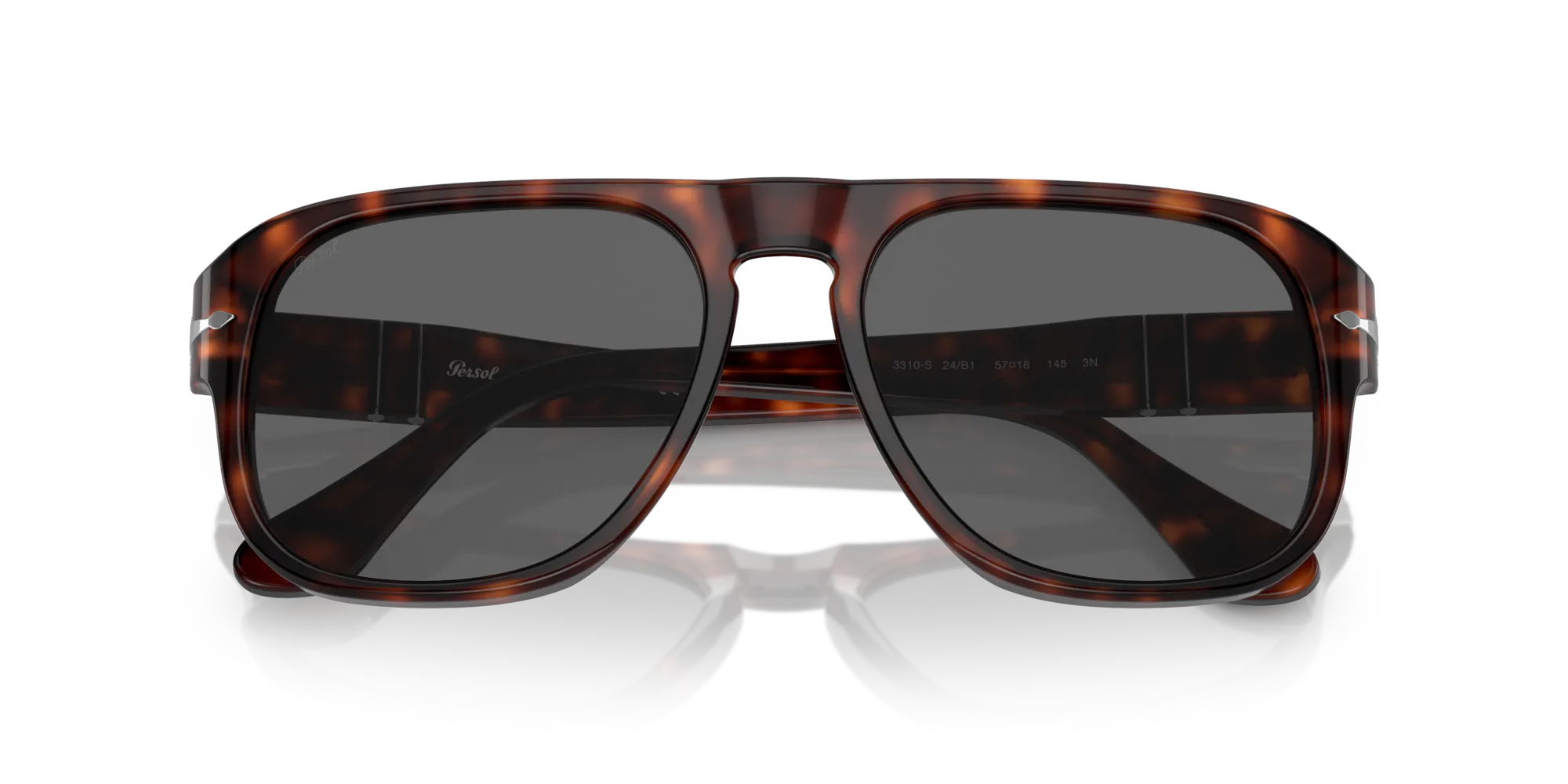 Persol PO3310S JEAN 24/B1 Occhiali da sole Acetato Tartaruga Nero Squadrata Normale - immagine 2