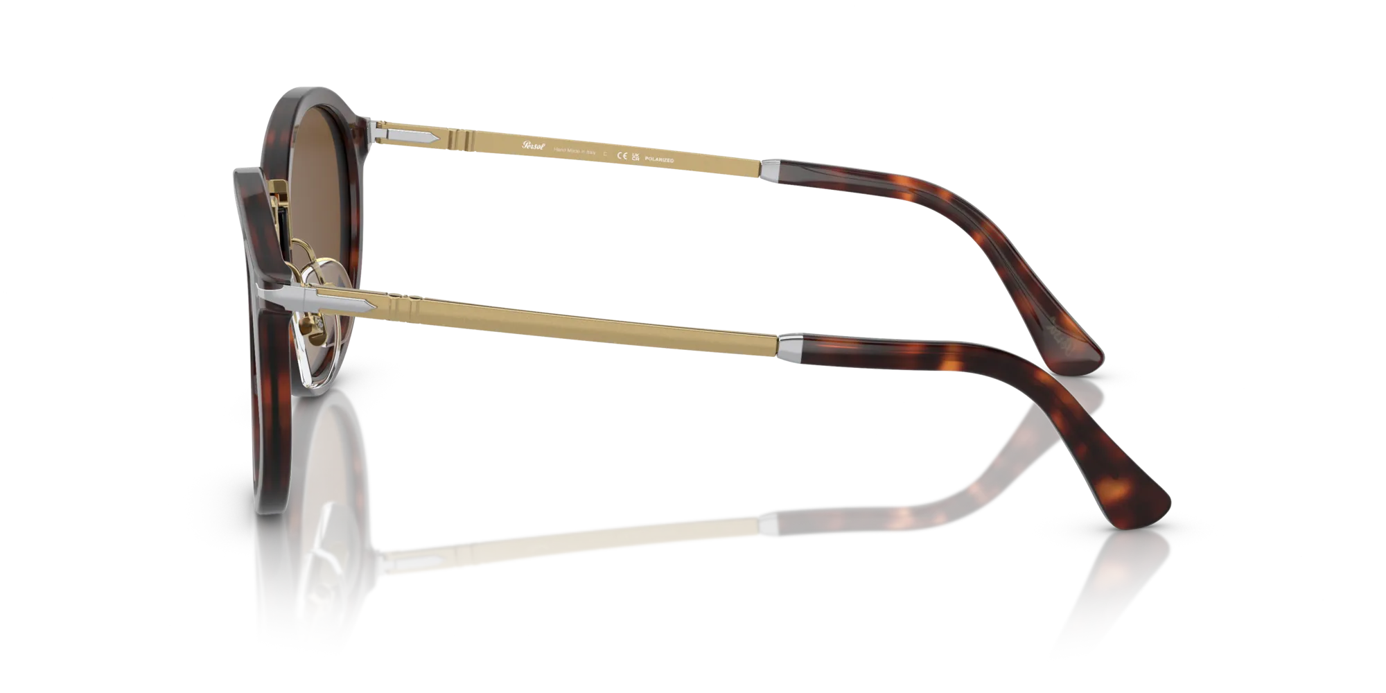 Persol PO3309S 24/57 Occhiali da sole Acetato Tartaruga Marrone Rotonda Polarizzata - immagine 4