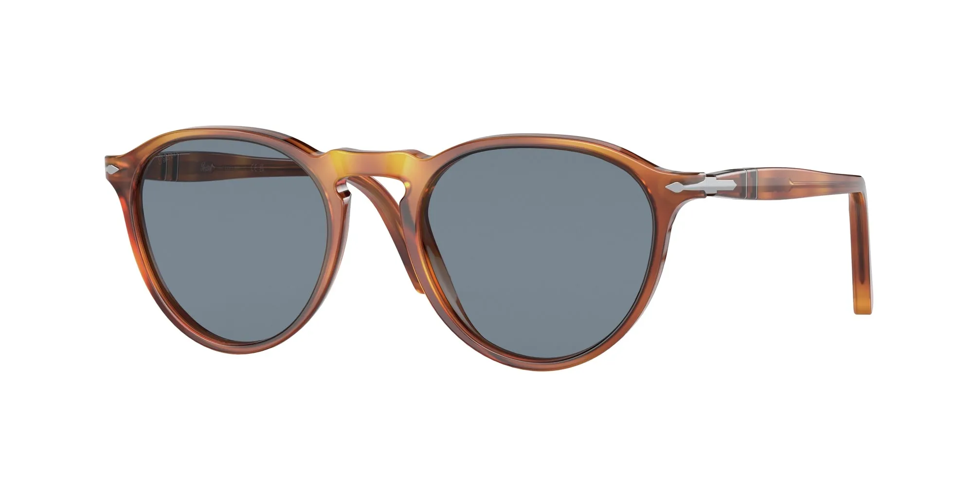 Persol PO3286S 96/56 Occhiali da sole Acetato Marrone Blu Pantos Normale - immagine 1