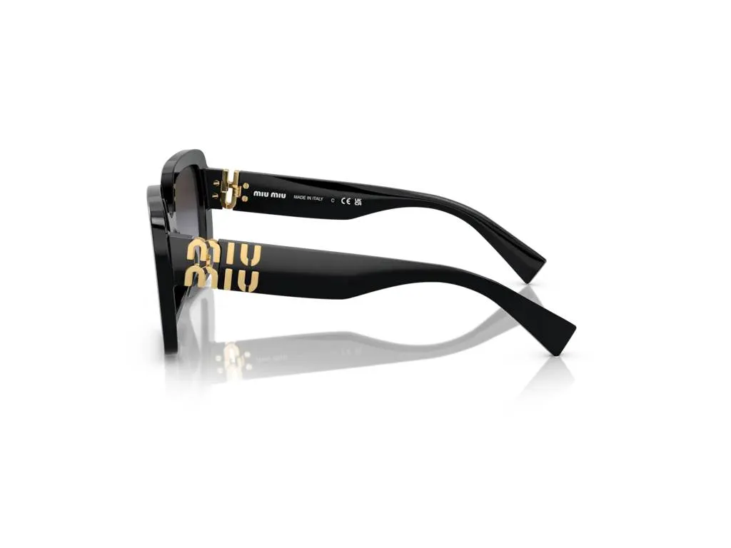 Miu Miu MU 10YS 1AB5D1 Occhiali da sole Acetato Nero Grigio Geometrica Normale Sfumato - immagine 3