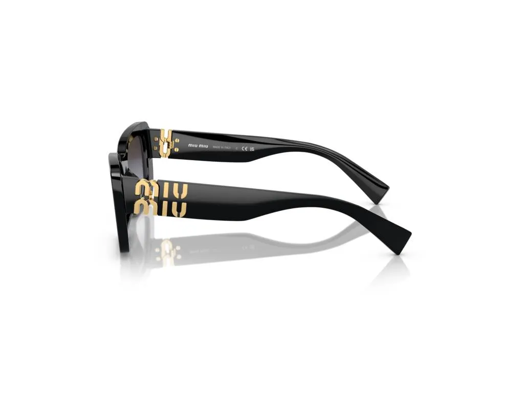 Miu Miu MU 07YS 1AB5D1 Occhiali da sole Acetato Nero Grigio Squadrata Normale Sfumato - immagine 3