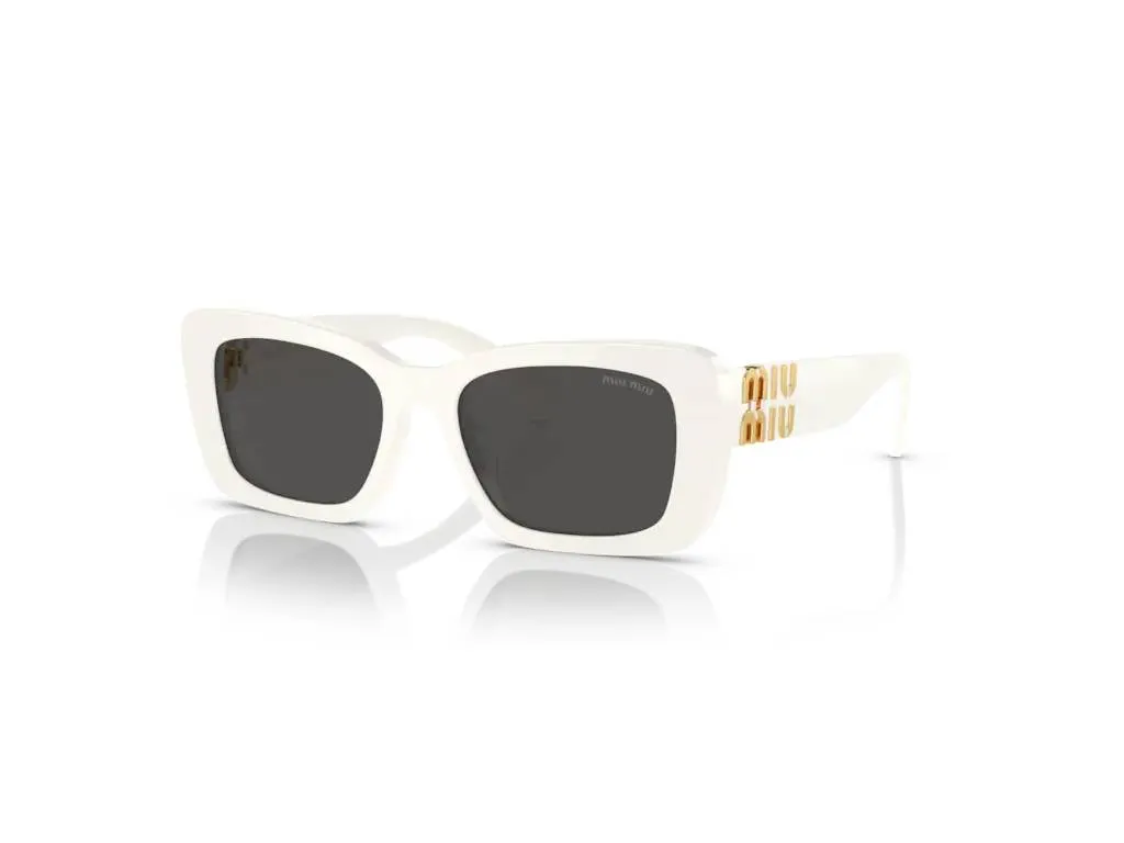 Miu Miu MU 07YS 1425S0 Occhiali da sole Acetato Bianco Grigio Squadrata Normale - immagine 1