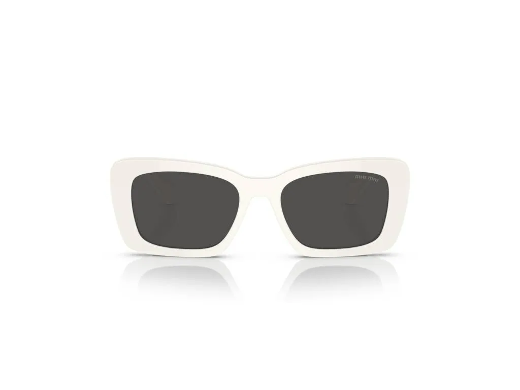 Miu Miu MU 07YS 1425S0 Occhiali da sole Acetato Bianco Grigio Squadrata Normale - immagine 2