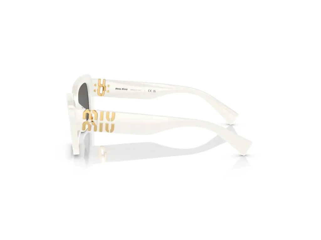 Miu Miu MU 07YS 1425S0 Occhiali da sole Acetato Bianco Grigio Squadrata Normale - immagine 3