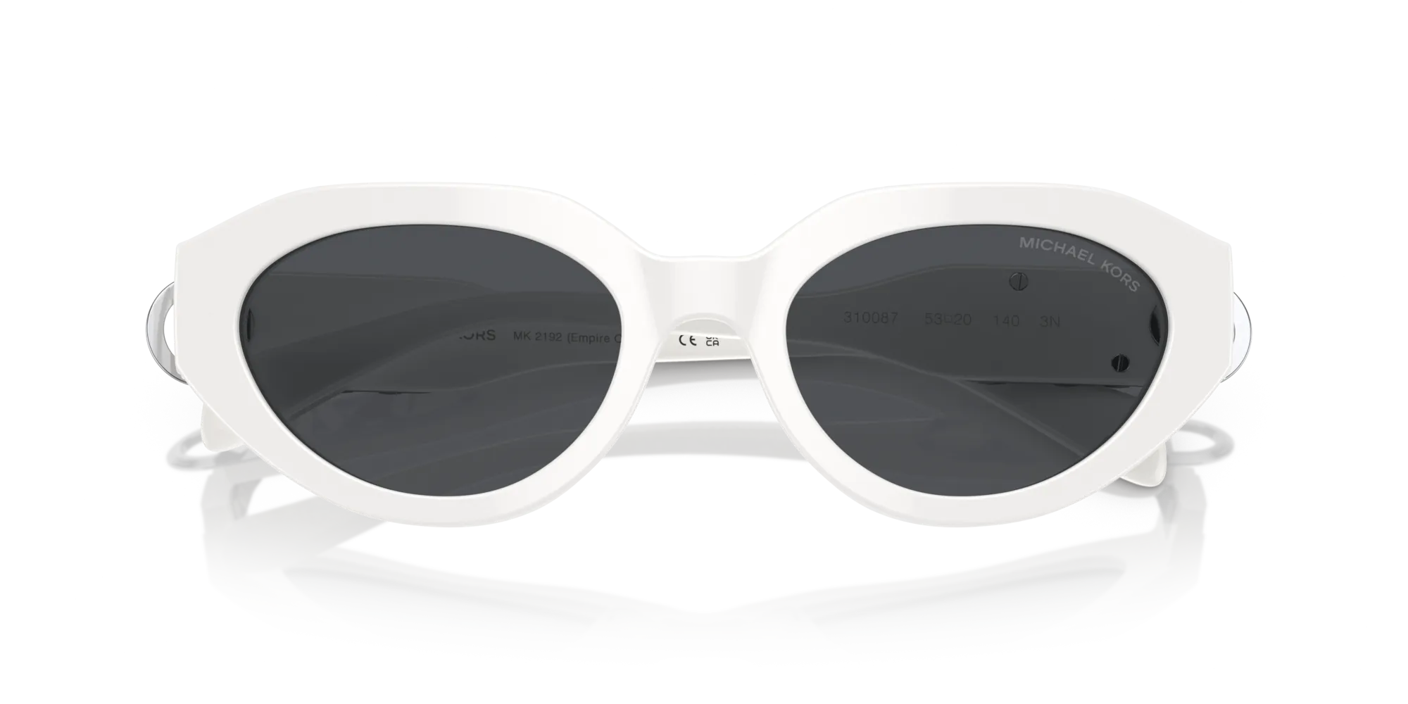 Michael Kors MK2192 EMPIRE OVAL 310087 Occhiali da sole Acetato Bianco Grigio Rotonda Normale - immagine 2