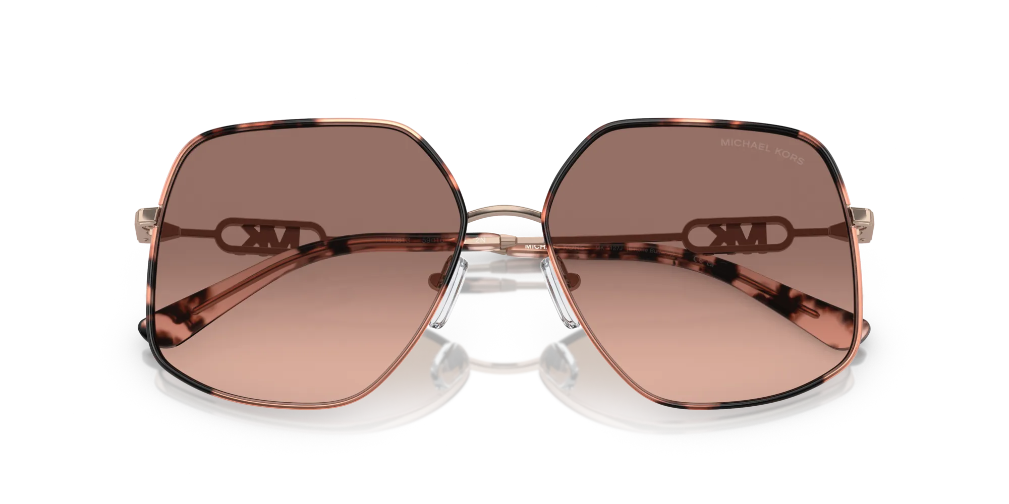 Michael Kors MK1127J EMPIRE BUTTERFLY 110813 Occhiali da sole Metallo Oro Marrone Geometrica Normale Sfumato - immagine 2