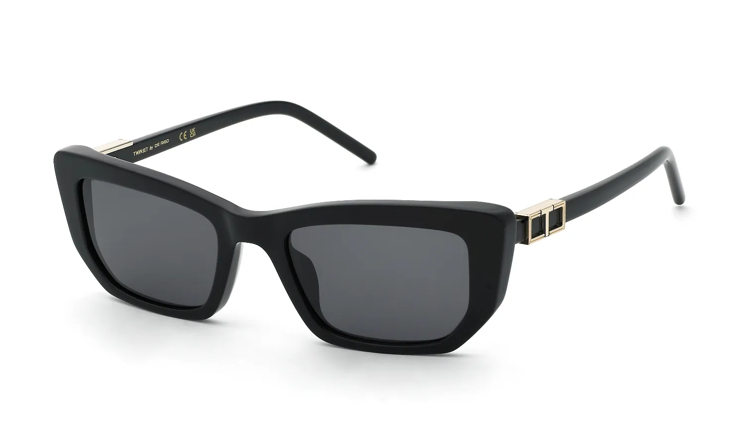 Twinset STW143 700 Occhiali da sole Acetato Nero Fumo Geometrica Normale - immagine 1