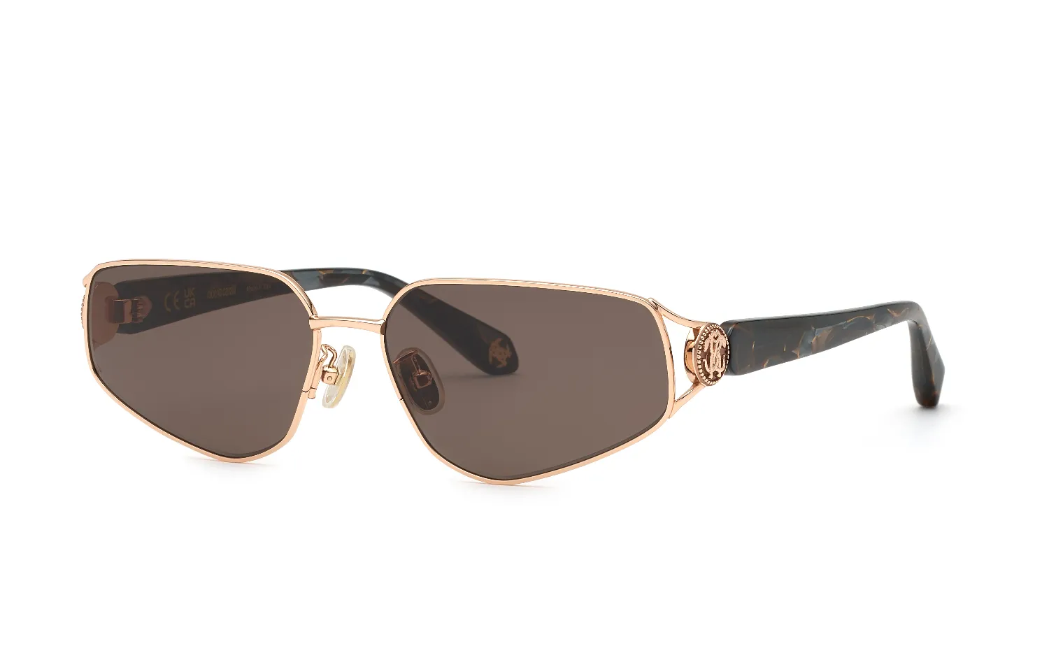Roberto Cavalli SRC175M 8FCY Occhiali da sole Metallo Oro Marrone Geometrica Normale - immagine 1