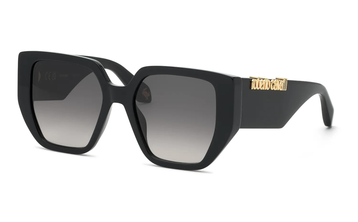 Roberto Cavalli SRC167V 700Y Occhiali da sole Acetato Nero Fumo Geometrica Normale Sfumato - immagine 1