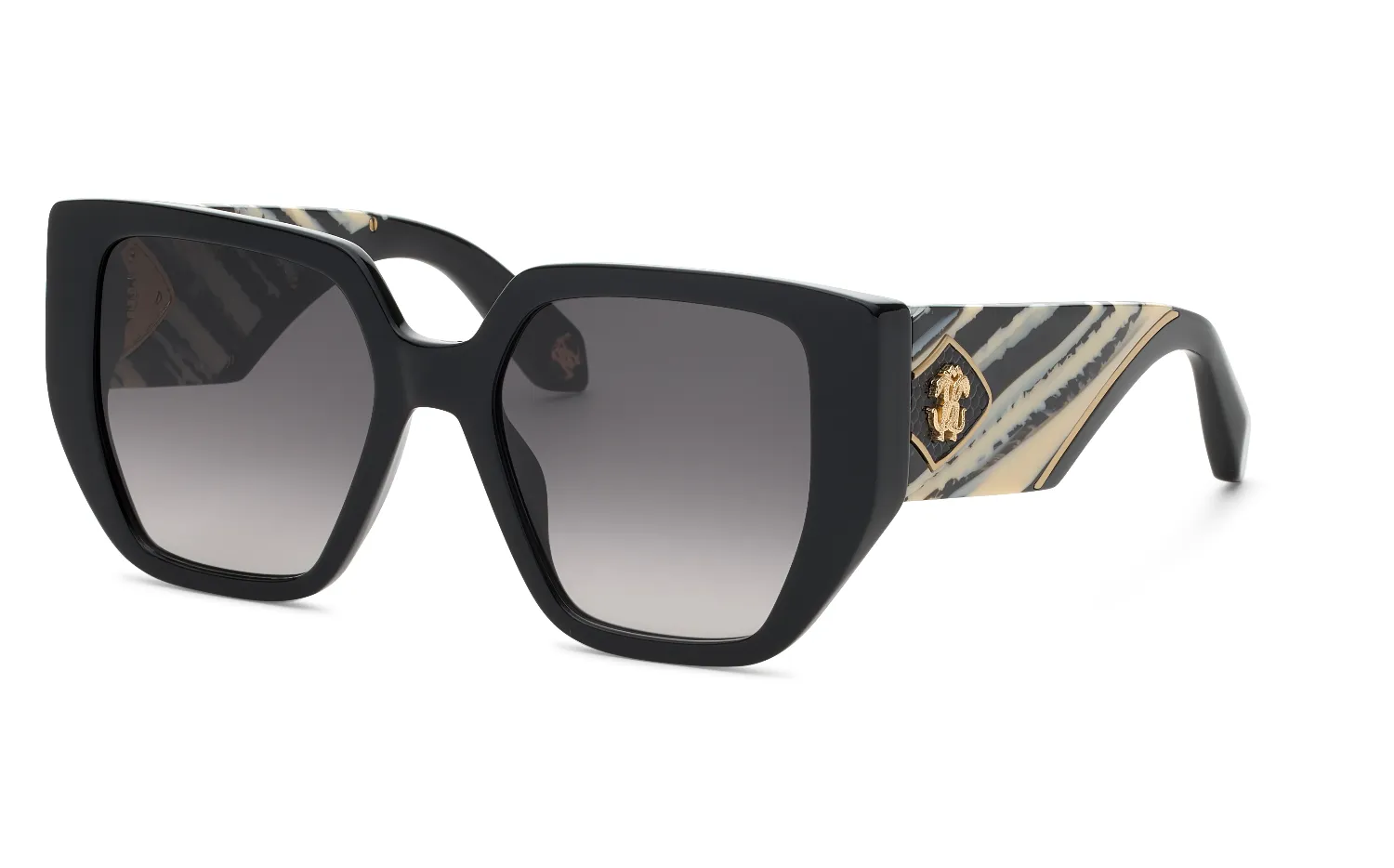 Roberto Cavalli SRC167M 700 Occhiali da sole Acetato Nero Fumo Geometrica Normale Sfumato - immagine 1