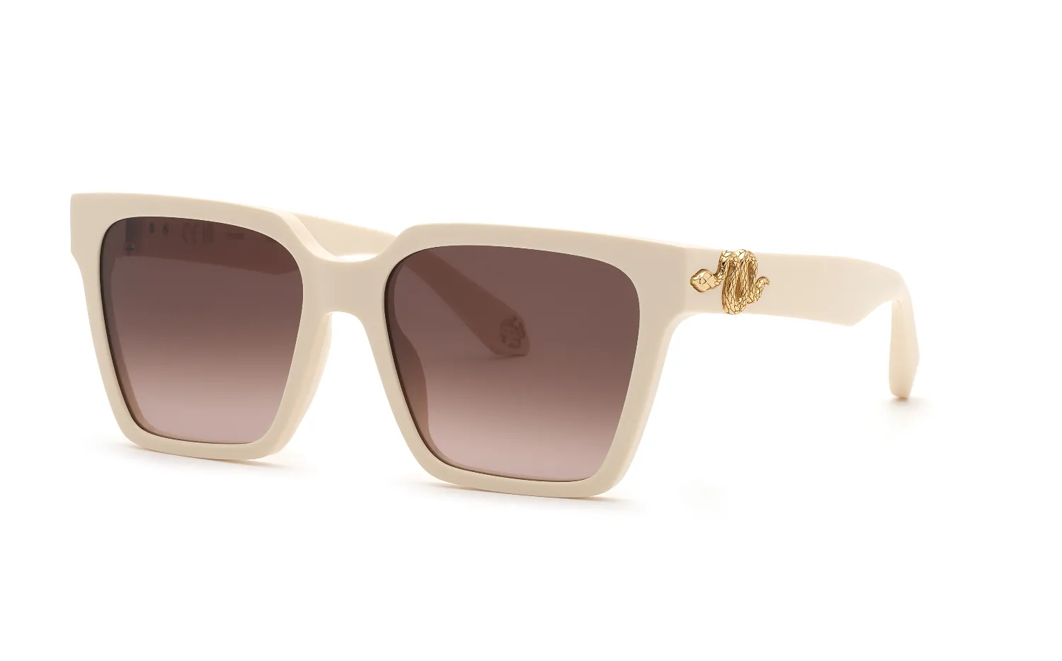 Roberto Cavalli SRC153M 09X7 Occhiali da sole Acetato Avorio Marrone Squadrata Normale Sfumato - immagine 1