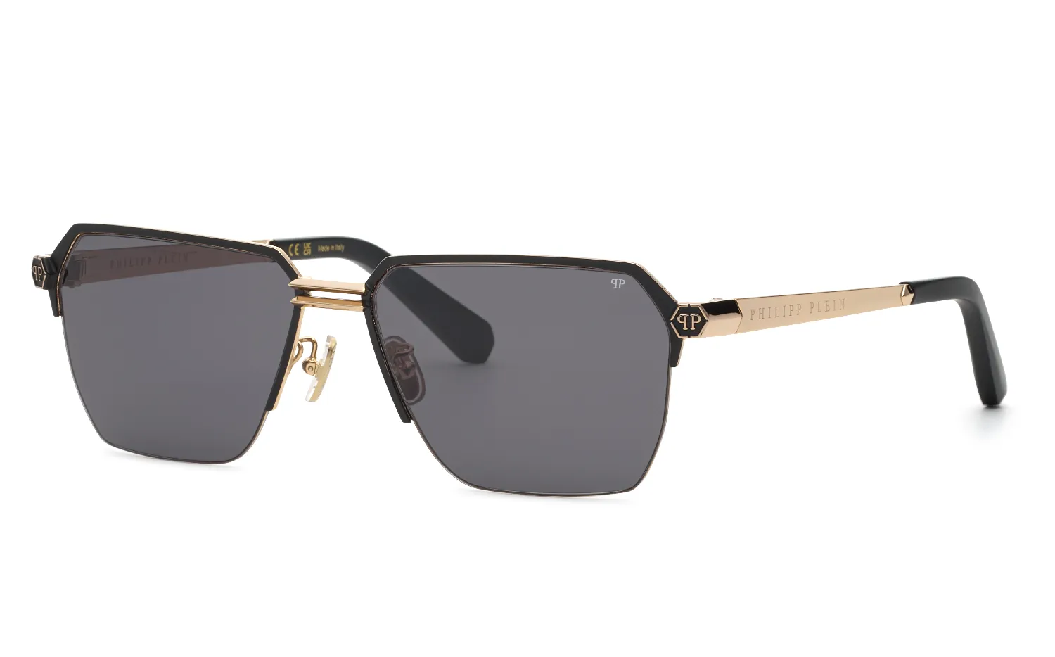Philipp Plein SPP225M PLEIN ROYAL 302 Occhiali da sole Metallo Oro Fumo Squadrata Normale - immagine 1