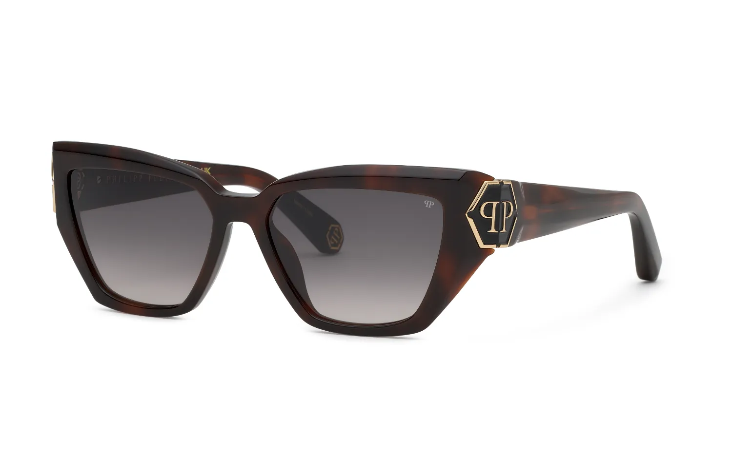 Philipp Plein SPP214M PLEIN BRAVE 09XK Occhiali da sole Acetato Havana Fumo Cat Eye Normale Sfumato - immagine 1