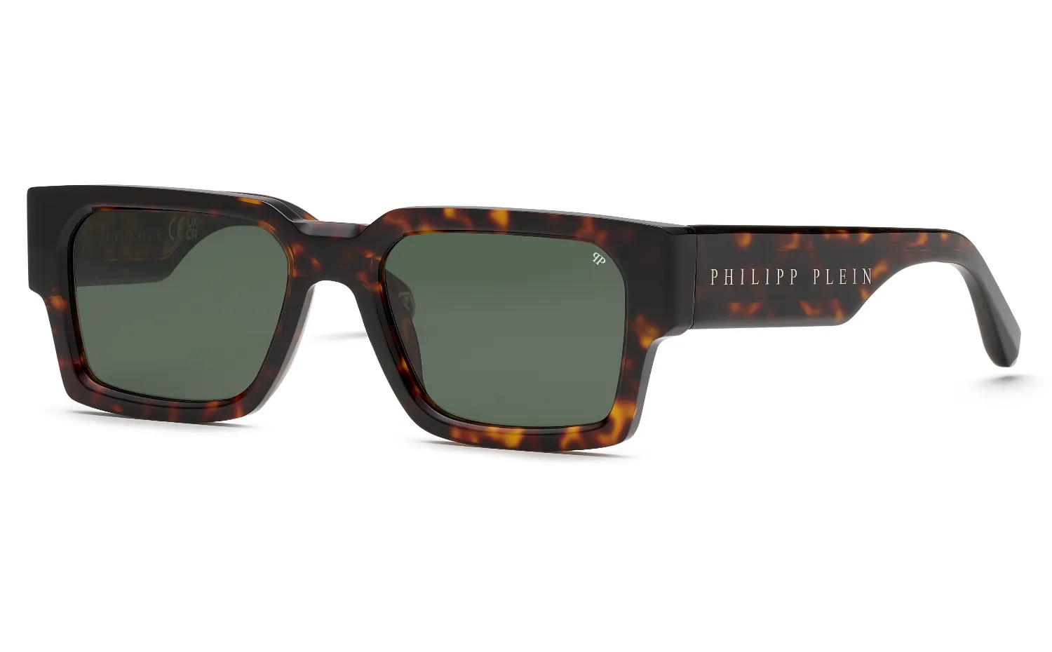 Philipp Plein SPP183M PLEIN MASTER 743 Occhiali da sole Acetato Havana Verde Squadrata Normale - immagine 1