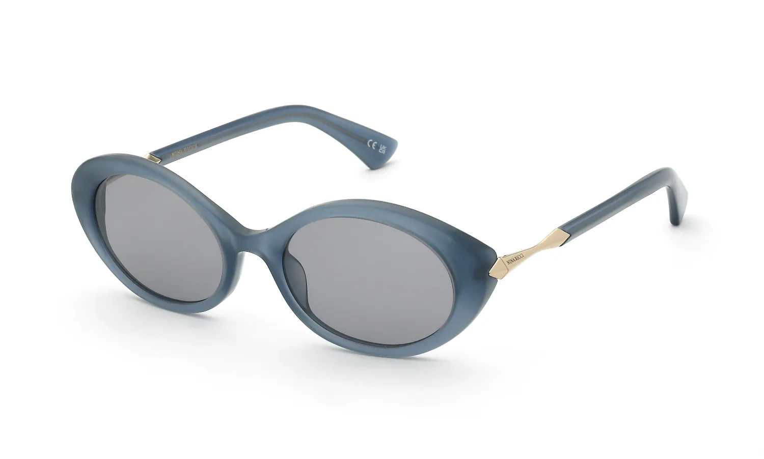 Nina Ricci SNR481 0W47 Occhiali da sole Acetato Blu Fumo Geometrica Normale - immagine 1