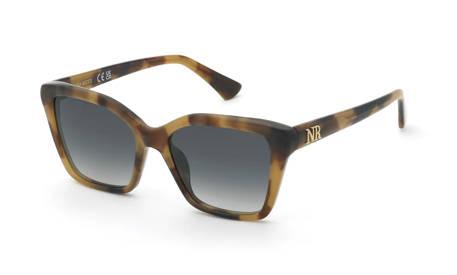 Nina Ricci SNR479 922 Occhiali da sole Acetato Havana Fumo Squadrata Normale Sfumato - immagine 1