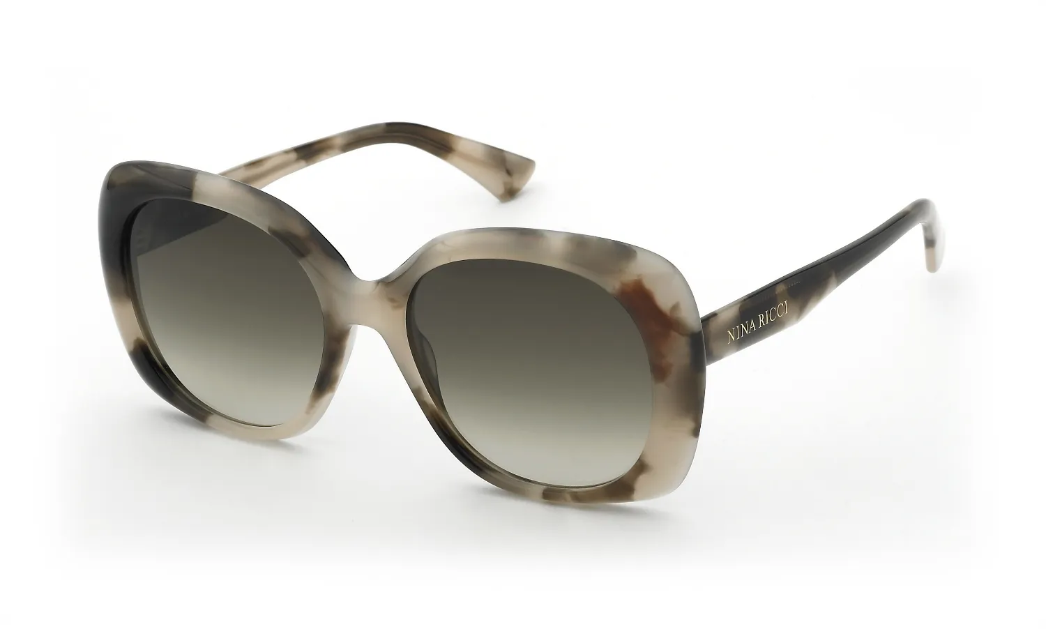 Nina Ricci SNR457 06SK Occhiali da sole Acetato Verde Squadrata Normale Sfumato - immagine 1