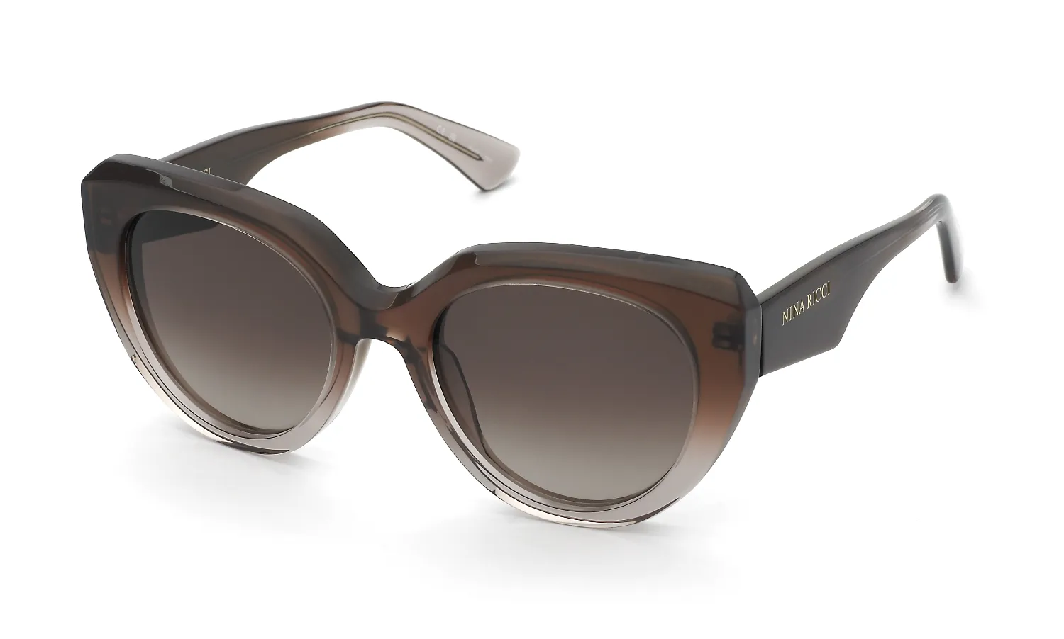 Nina Ricci SNR404 0ACZ Occhiali da sole Acetato Marrone Farfalla Normale Sfumato - immagine 1