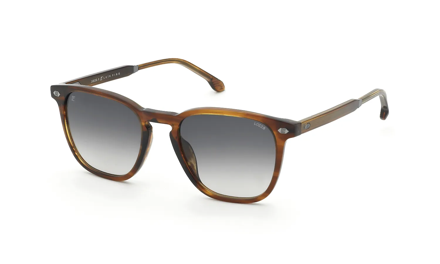 Lozza SL4400 09R4 Occhiali da sole Acetato Marrone Fumo Squadrata Normale Sfumato - immagine 1