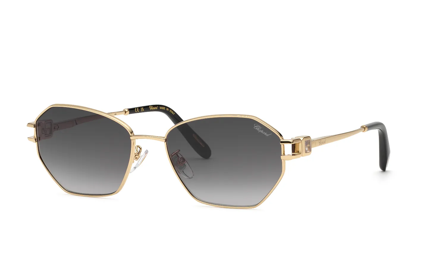 Chopard SCHM50S 300F Occhiali da sole Metallo Oro Fumo Geometrica Antiriflesso Sfumato - immagine 1