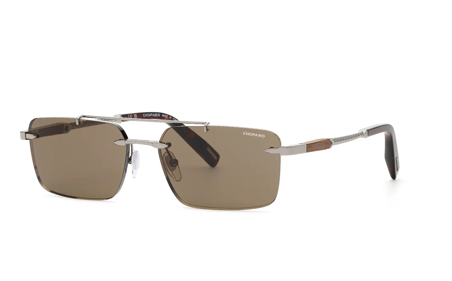 Chopard SCHM43 509 Occhiali da sole Metallo Grigio Marrone Squadrata Antiriflesso - immagine 1