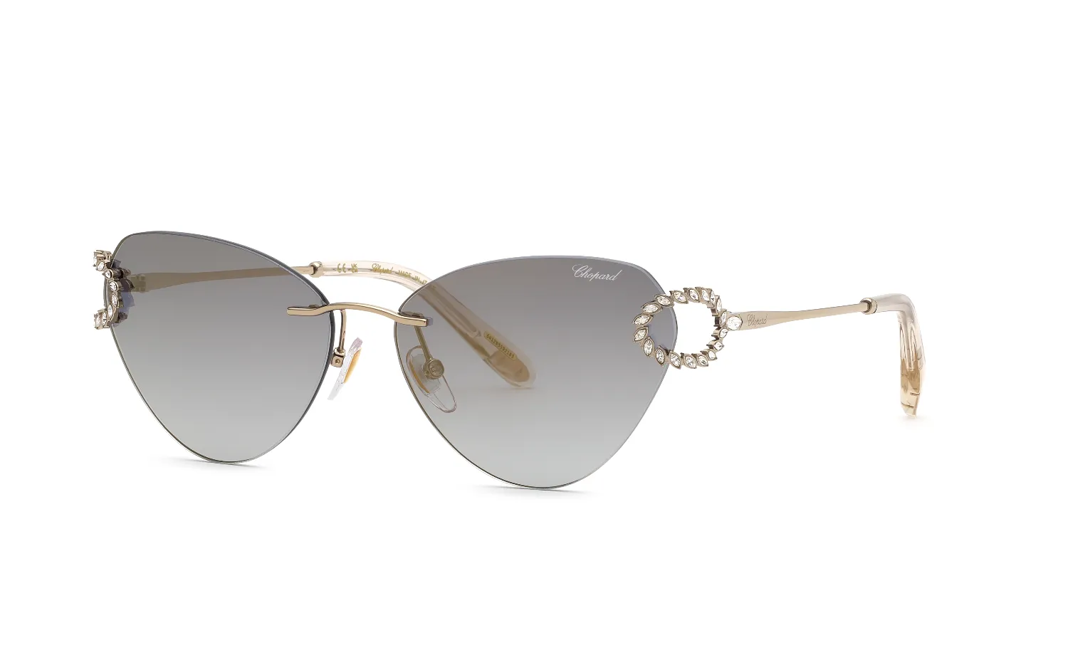 Chopard SCHM15S 594G Occhiali da sole Metallo Oro Fumo Cat Eye Antiriflesso - immagine 1