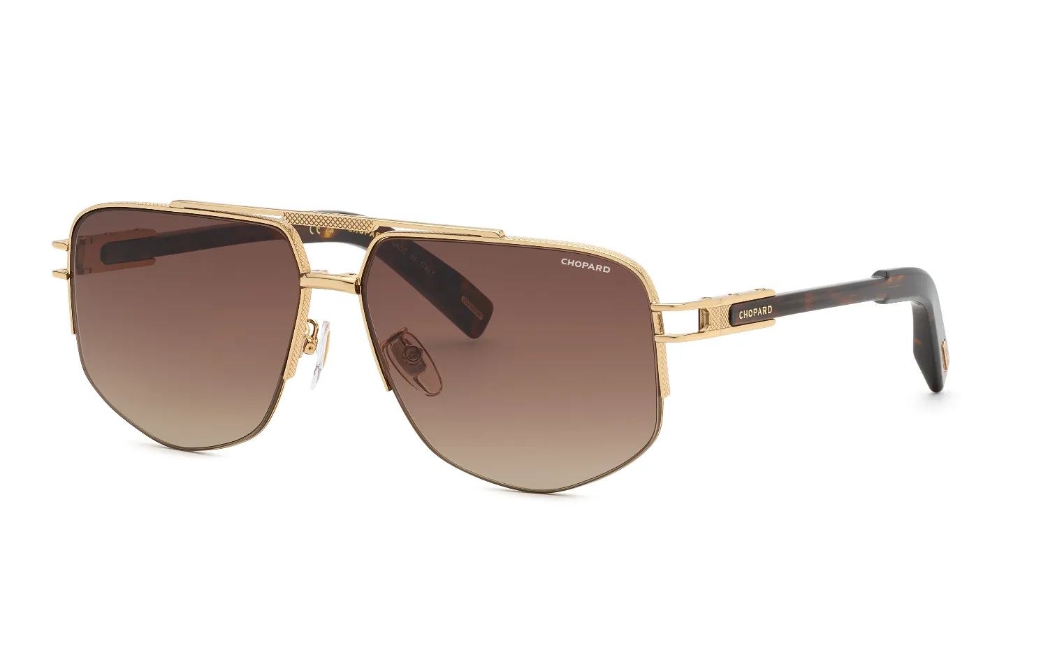 Chopard SCHM12 300K Occhiali da sole Metallo Oro Marrone Geometrica Antiriflesso Sfumato - immagine 1
