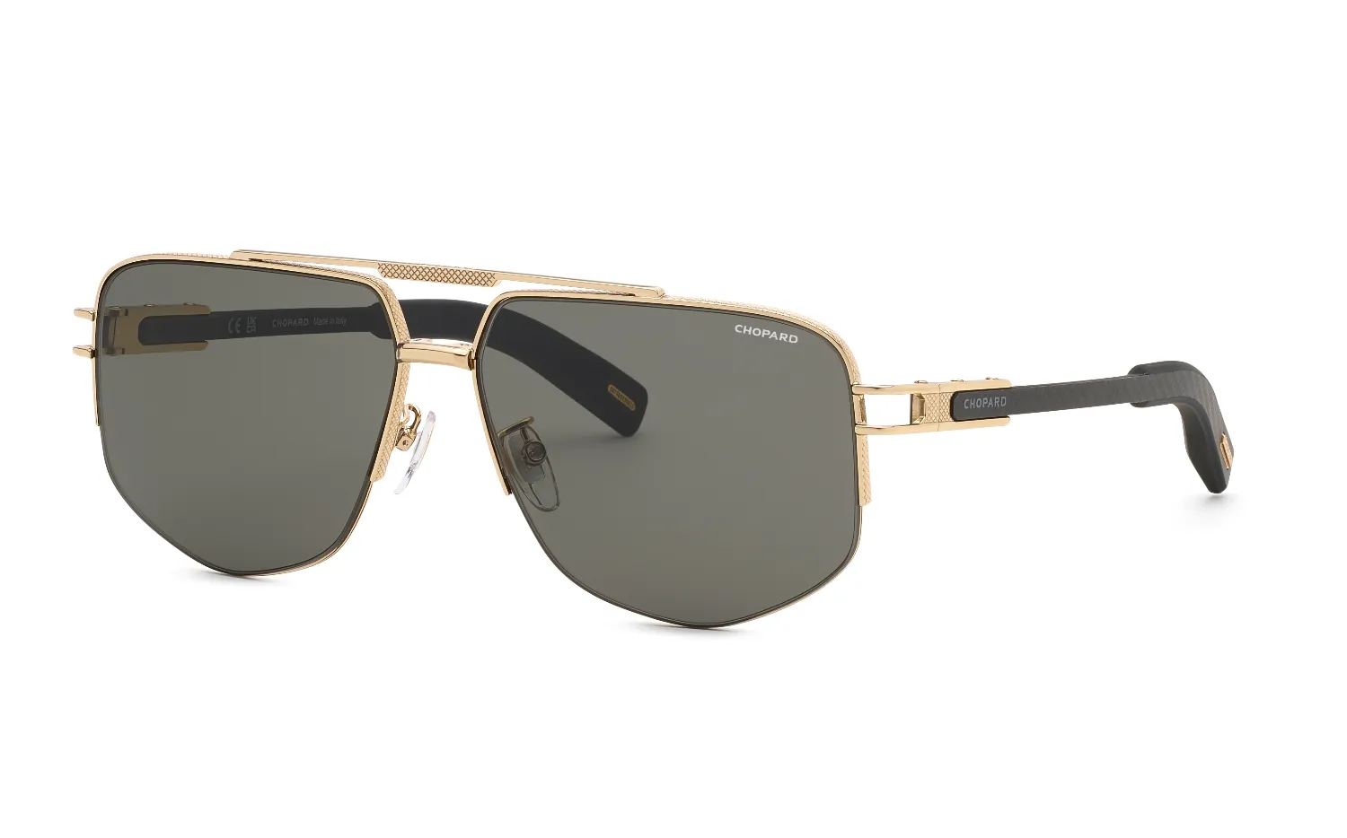 Chopard SCHM12 300 Occhiali da sole Metallo Oro Fumo Geometrica Antiriflesso - immagine 1