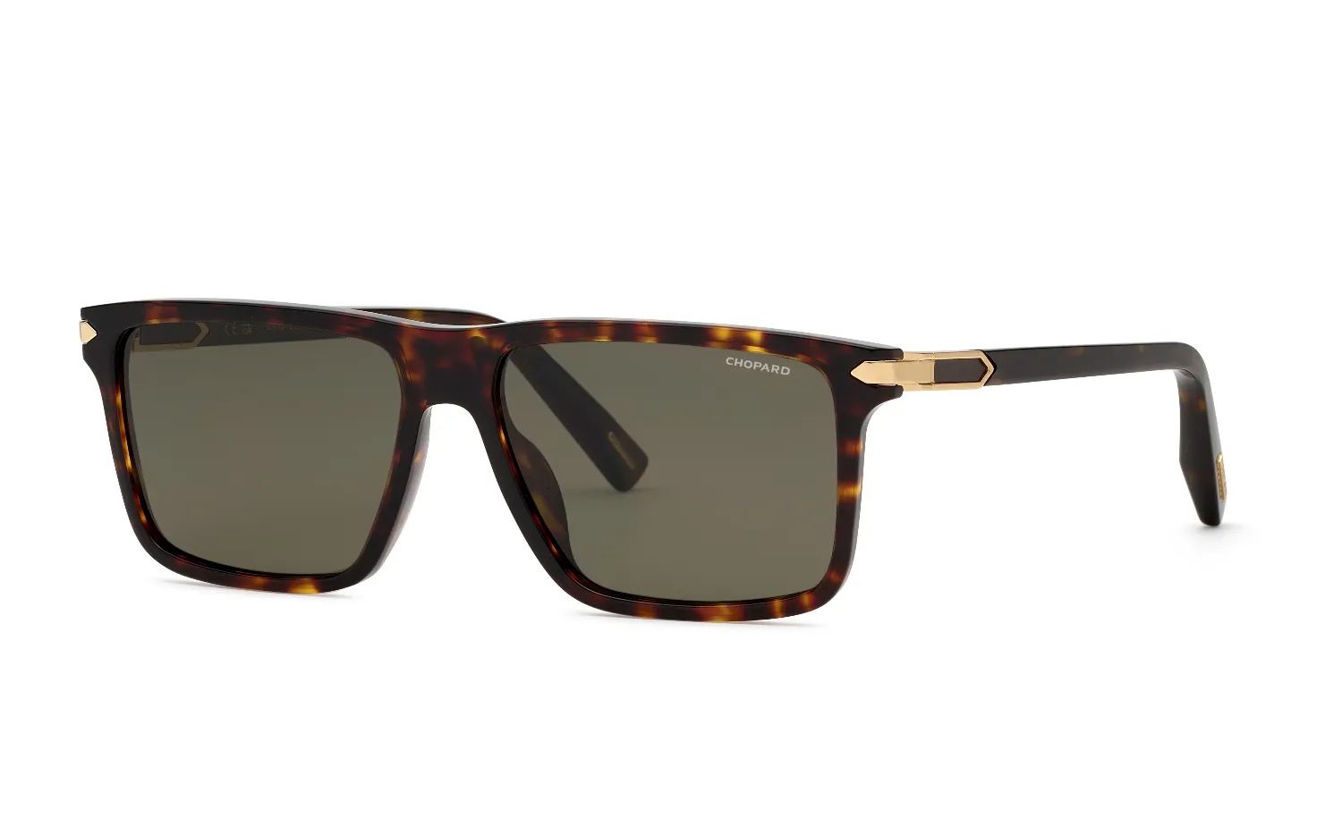 Chopard SCH427 909P Occhiali da sole Acetato Havana Verde Squadrata Antiriflesso - immagine 1