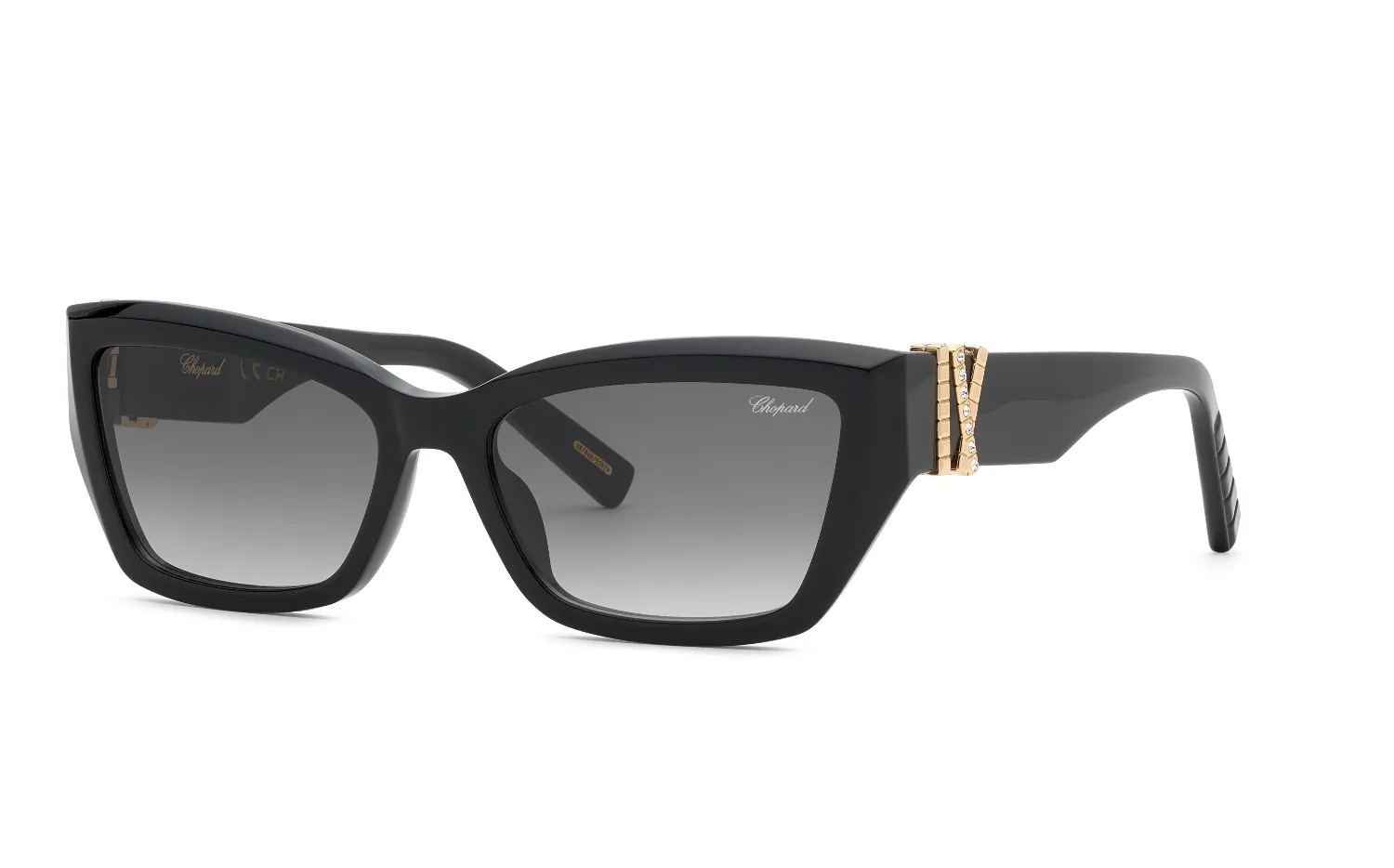 Chopard SCH416S 700S Occhiali da sole Acetato Nero Fumo Squadrata Antiriflesso Sfumato - immagine 1