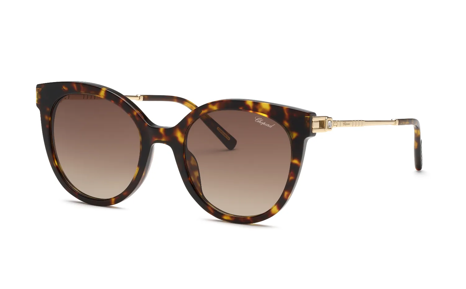 Chopard SCH405S 04BL Occhiali da sole Acetato Havana Marrone Pantos Antiriflesso Sfumato - immagine 1
