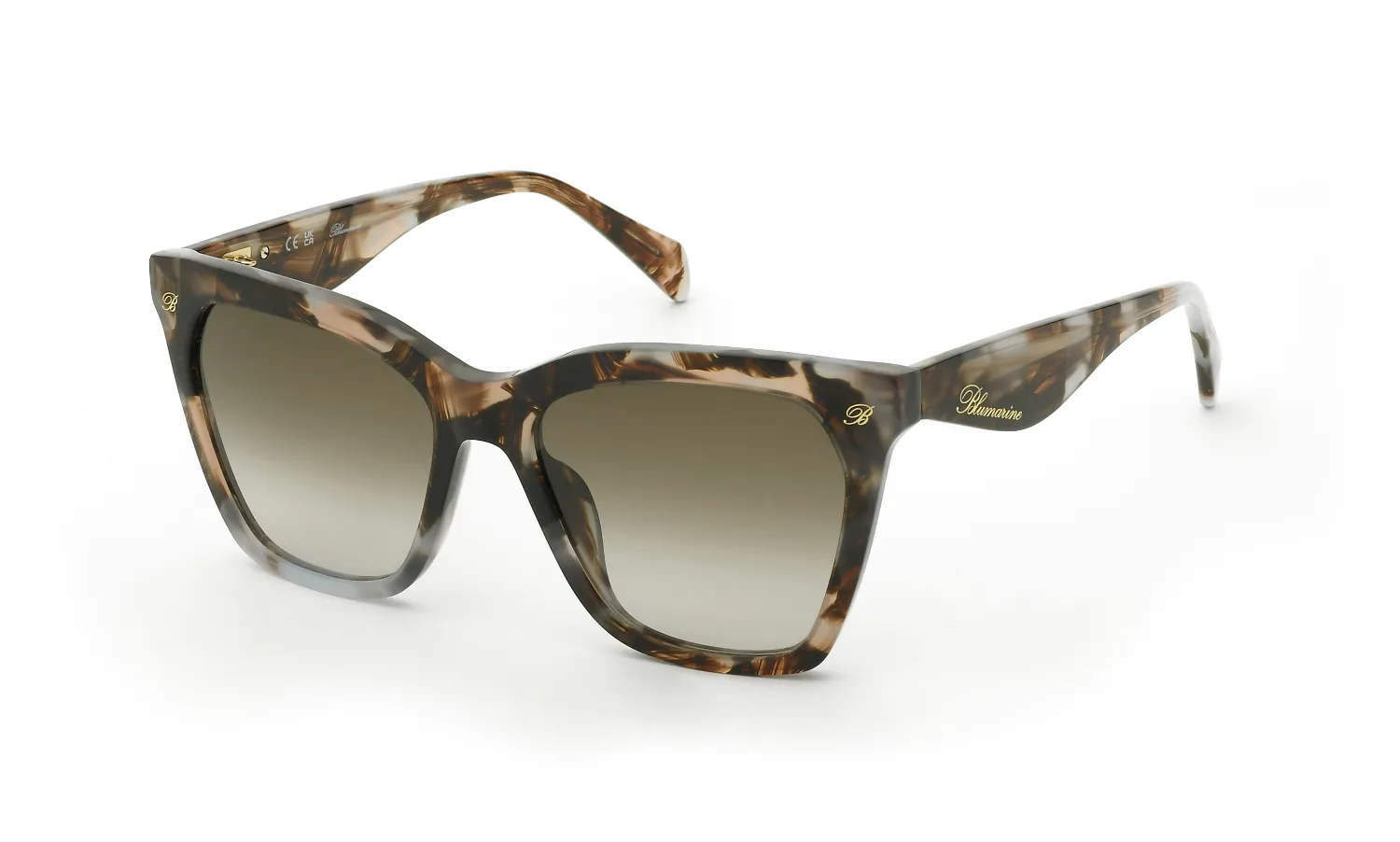 Blumarine SBM901 0AM5 Occhiali da sole Acetato Havana Marrone Geometrica Normale Sfumato - immagine 1