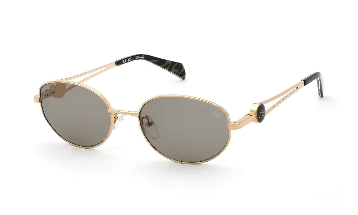 Blumarine SBM245 08FC Occhiali da sole Metallo Oro Marrone Geometrica Normale - immagine 1