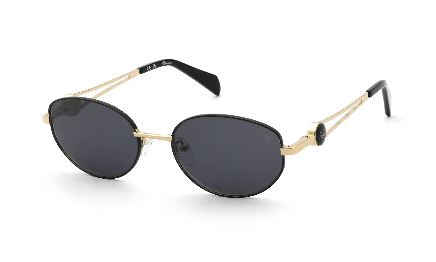 Blumarine SBM245 301 Occhiali da sole Metallo Oro Fumo Geometrica Normale - immagine 1