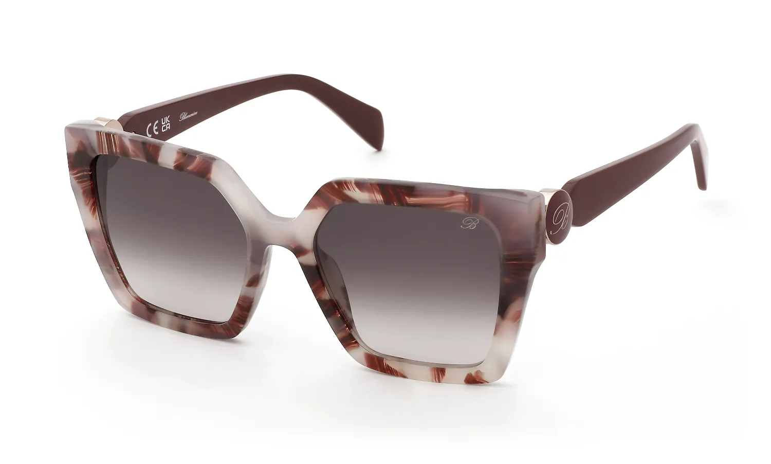 Blumarine SBM243 0Z02 Occhiali da sole Acetato Rosso Marrone Geometrica Normale Sfumato - immagine 1