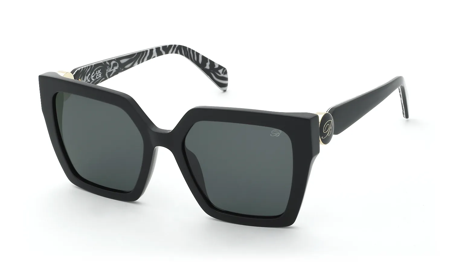Blumarine SBM243 700 Occhiali da sole Acetato Nero Fumo Geometrica Normale - immagine 1